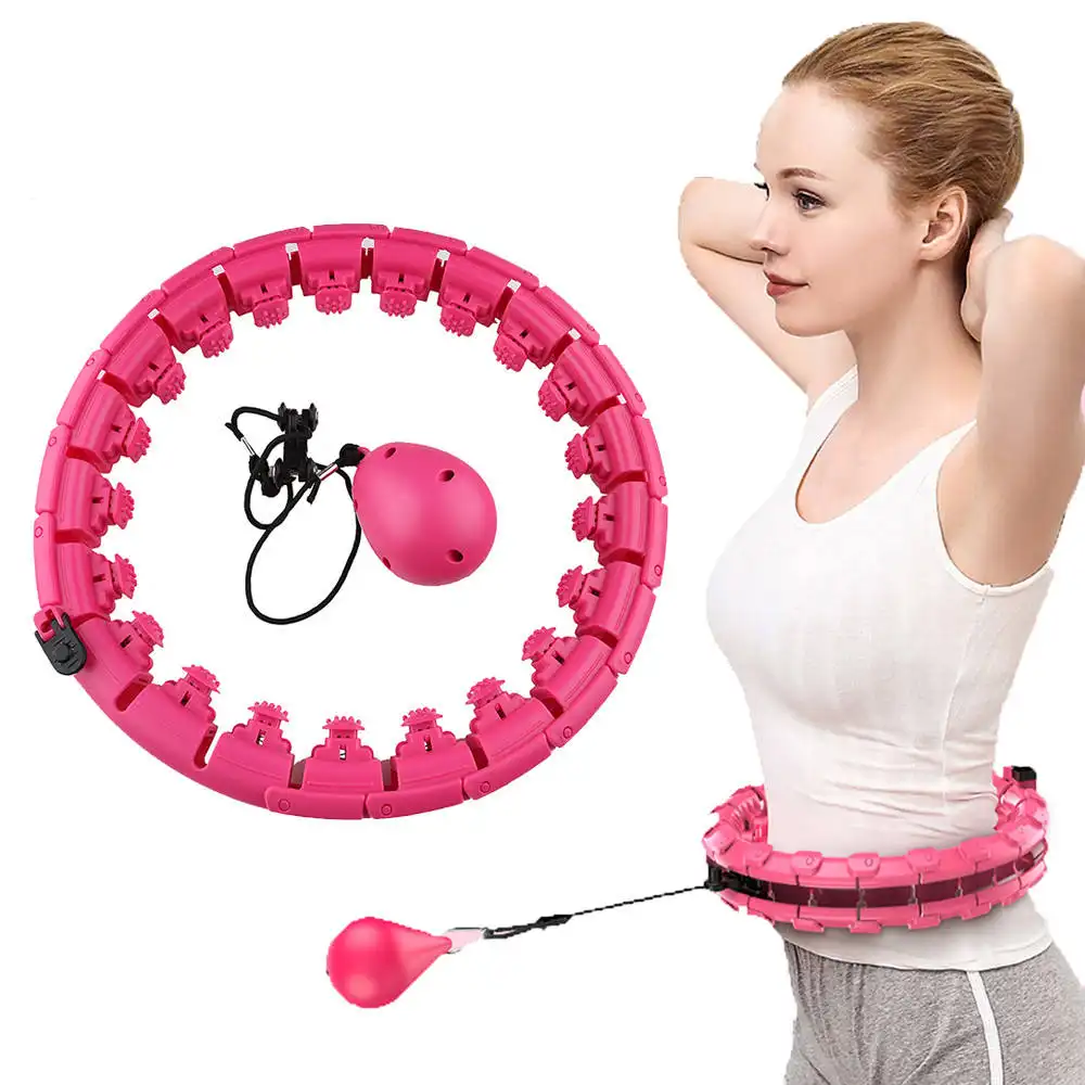 2 In 1 Smart Weighted Fitness Hula Hoop, Infinity Design with 24 Detachable Knots Adjustable Hula Circle for Adult Women Beginners Weight Loss Exercise