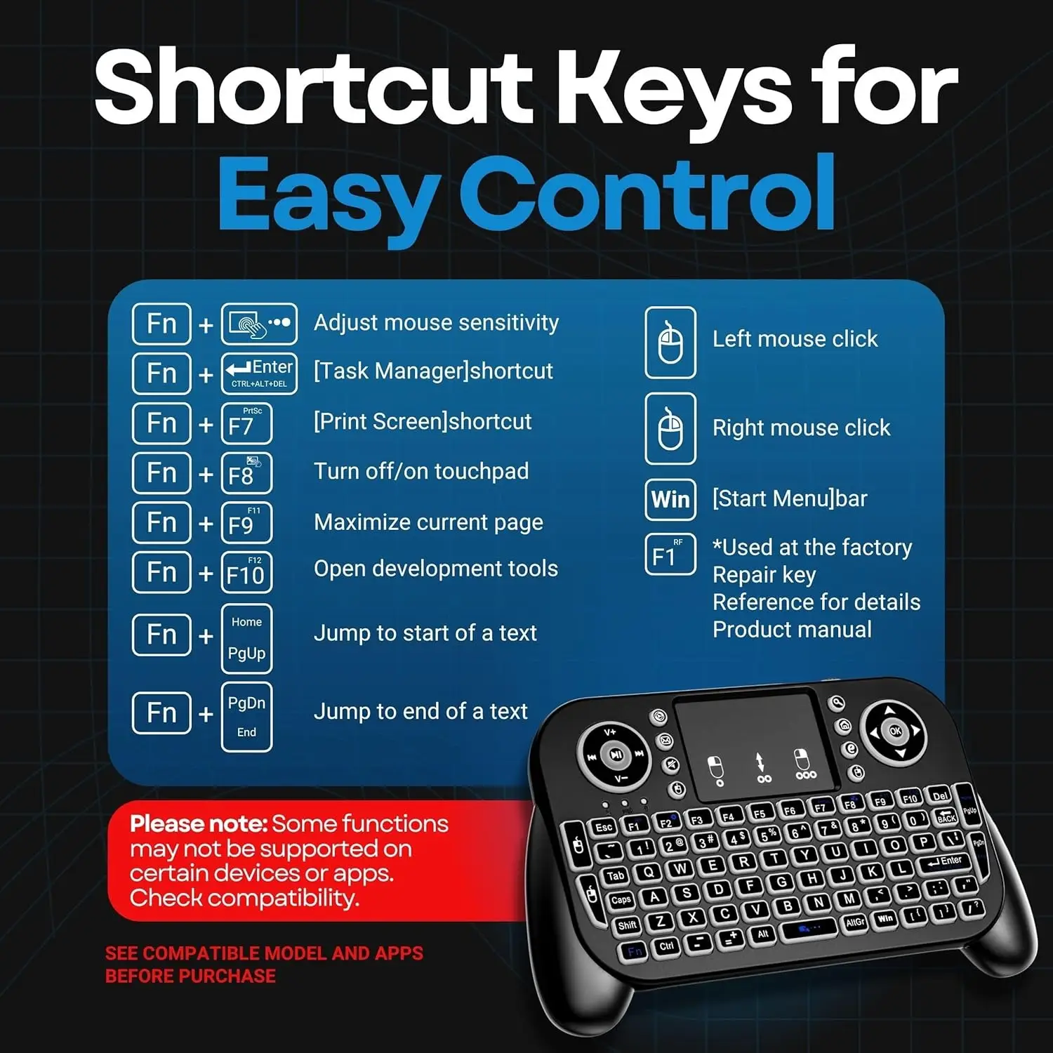 MRSVI 2.4G&Bluetooth Mini Wireless Keyboard V8 7 Color Backlit Bluetooth Air Mouse Remote Control Touchpad for Android TV Box product view