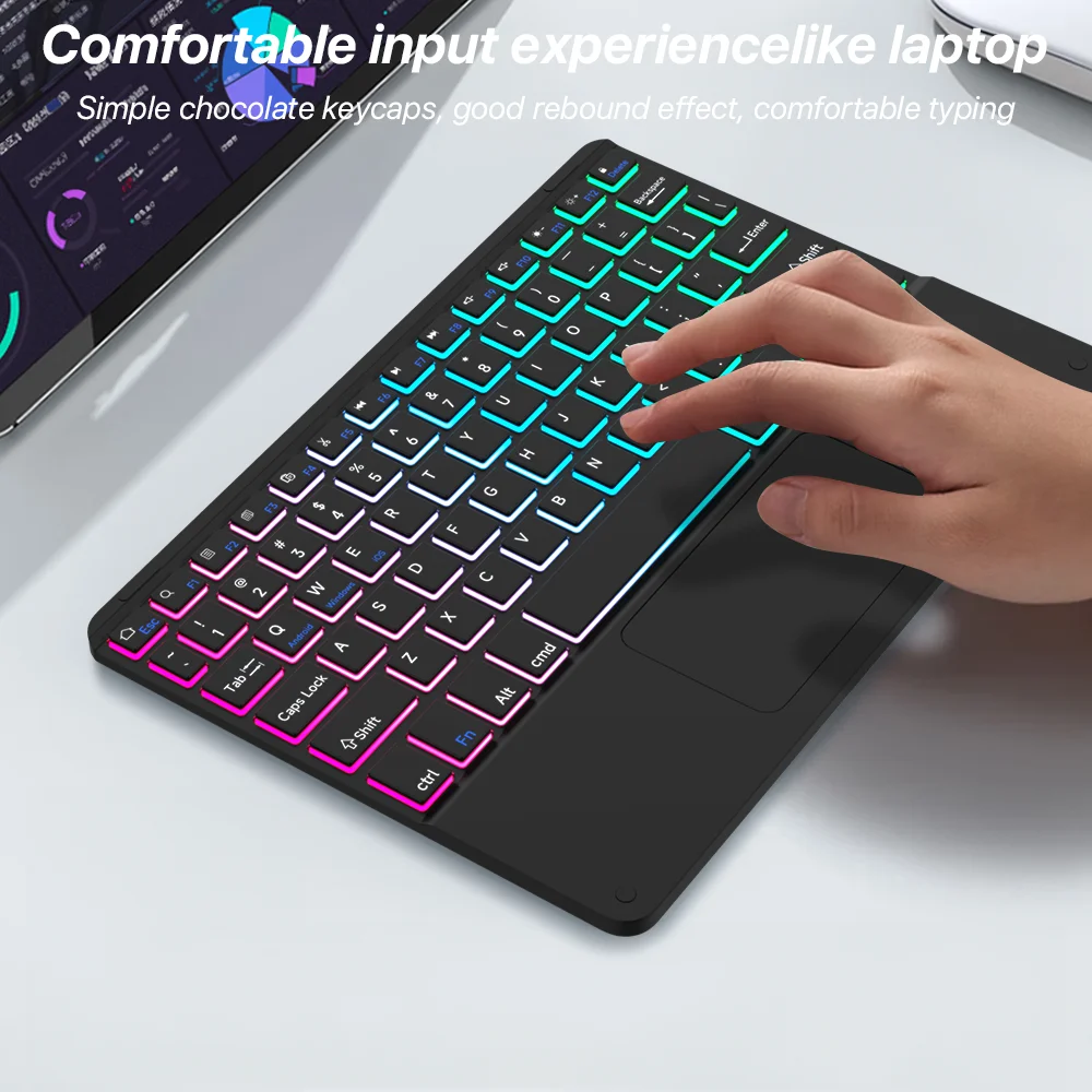 Rechargeable Wireless Backlit Keyboard And Mouse For iOS Android Windows System Backlight And Bluetooth For Smart Phone Pad product view