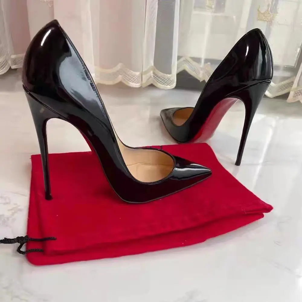 New Style Yellow Patent Leather High Heels With Slim Heels, Sexy Temperament, Pointed French Single Shoes for Women product view