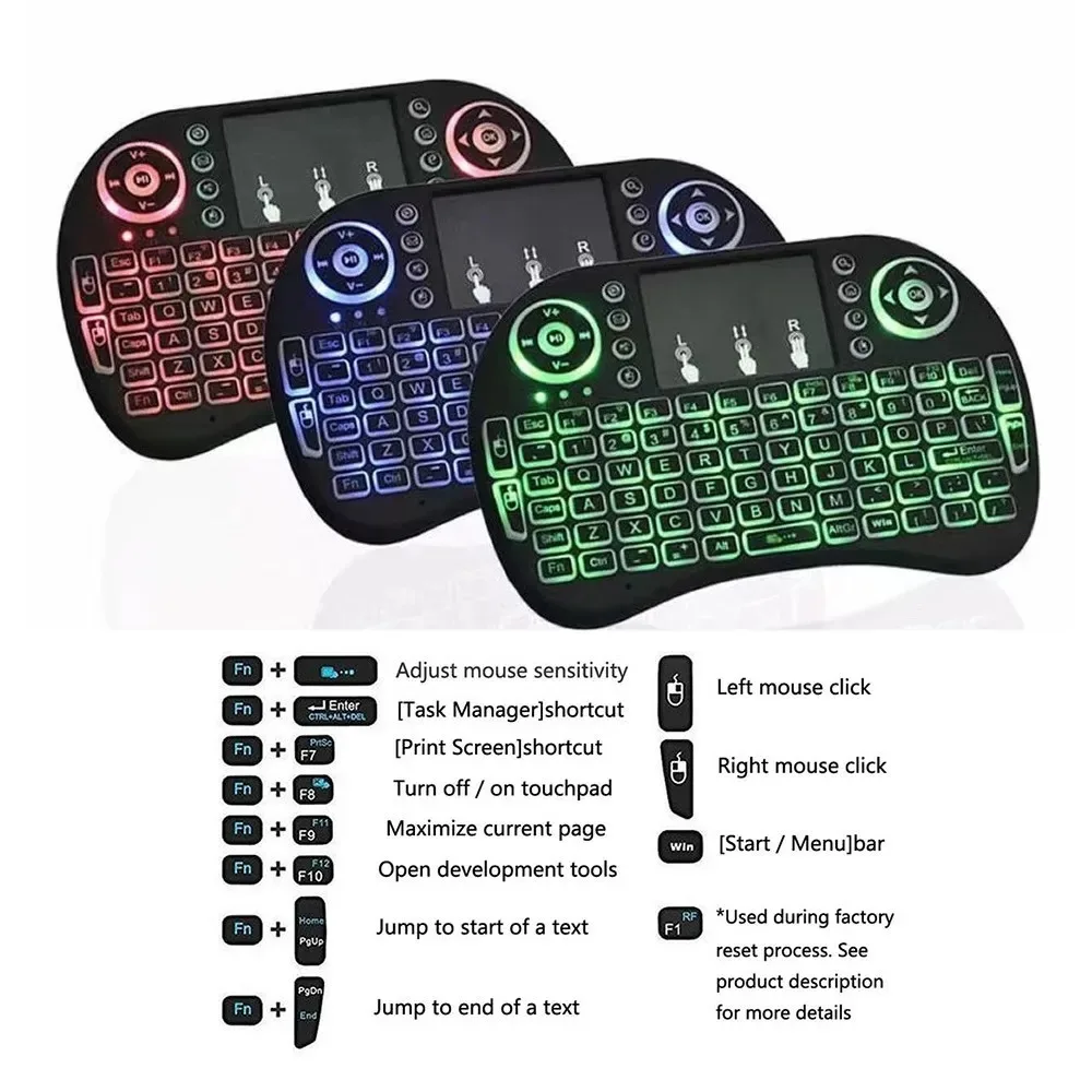 I8 Mini Wireless Keyboard 2.4G Air Mouse Keycaps Touchpad Handheld Remote Control English Russian Backlit for Android TV Box PC detail