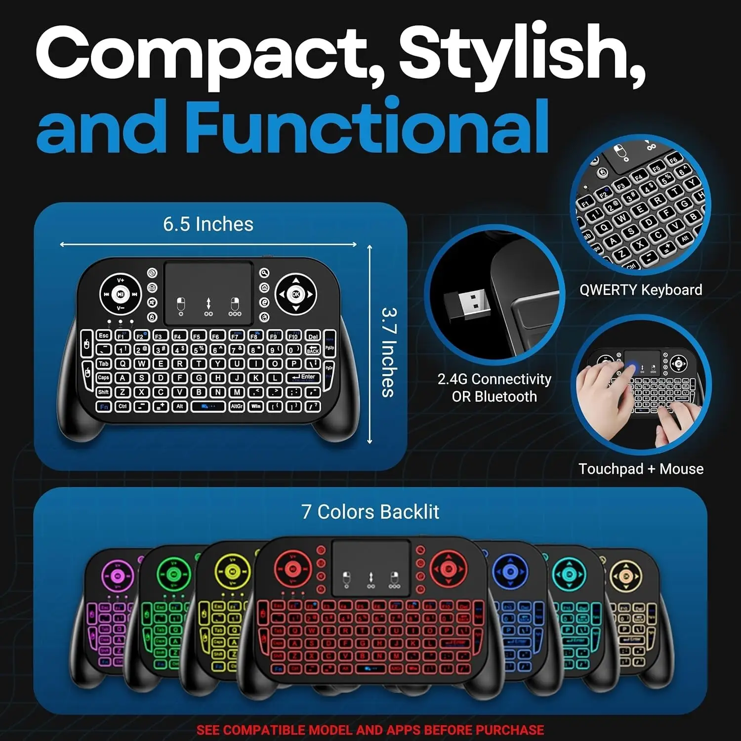 MRSVI 2.4G&Bluetooth Mini Wireless Keyboard V8 7 Color Backlit Bluetooth Air Mouse Remote Control Touchpad for Android TV Box product view