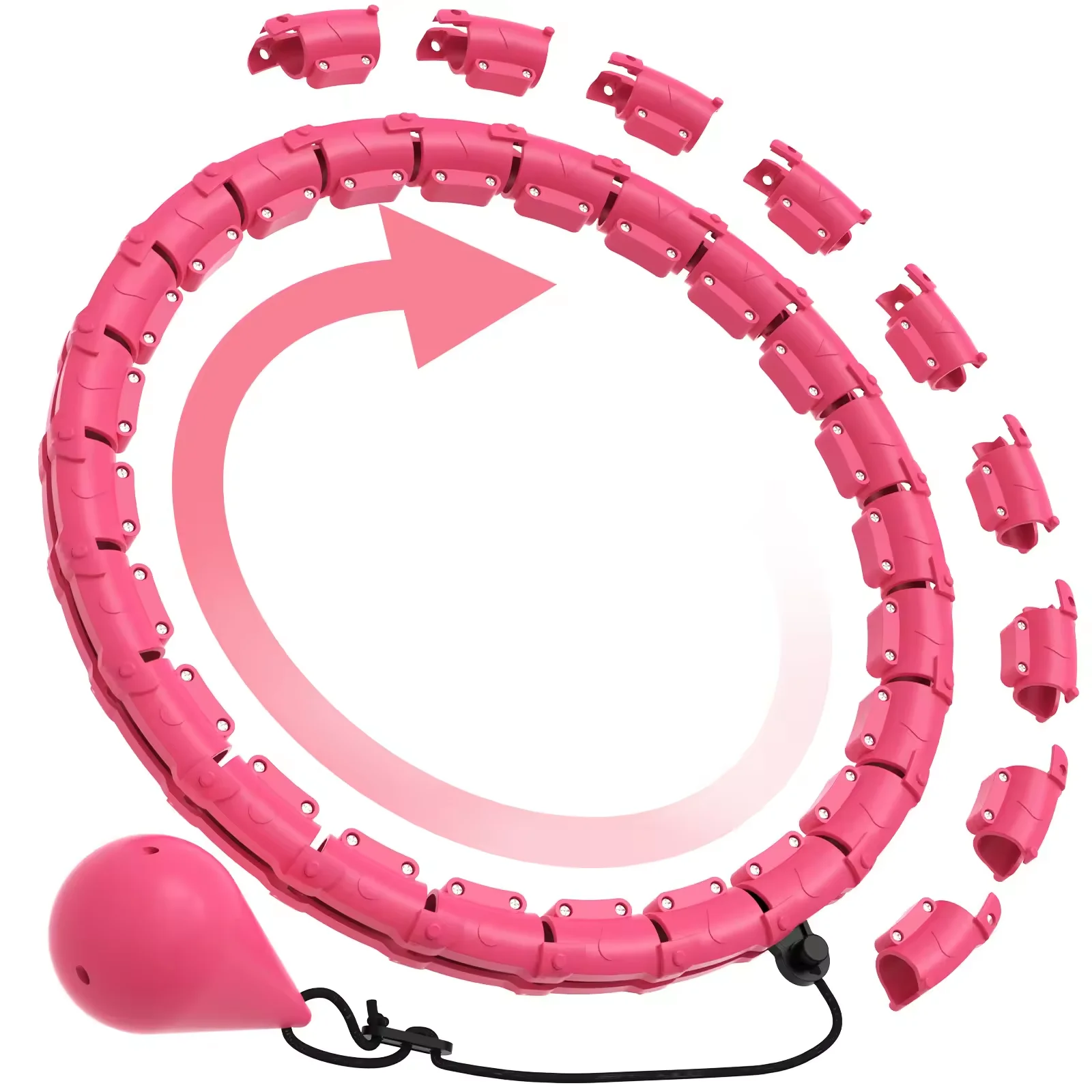 2 In 1 Smart Weighted Fitness Hula Hoop, Infinity Design with 24 Detachable Knots Adjustable Hula Circle for Adult Women Beginners Weight Loss Exercise product view
