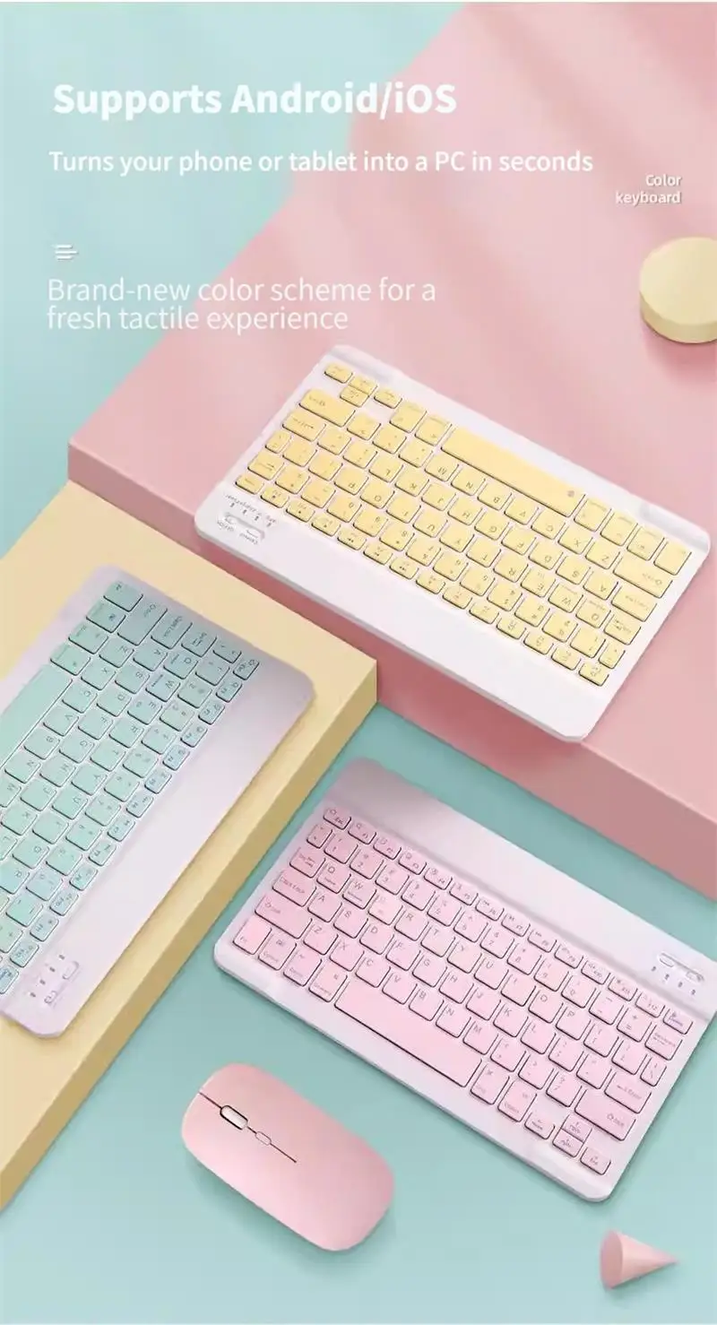 NexusClick Bluetooth Keyboard and Mouse For iPad Xiaomi Samsung Huawei Phone,Slim Mini Wireless Keyboard For Android IOS Windows detail