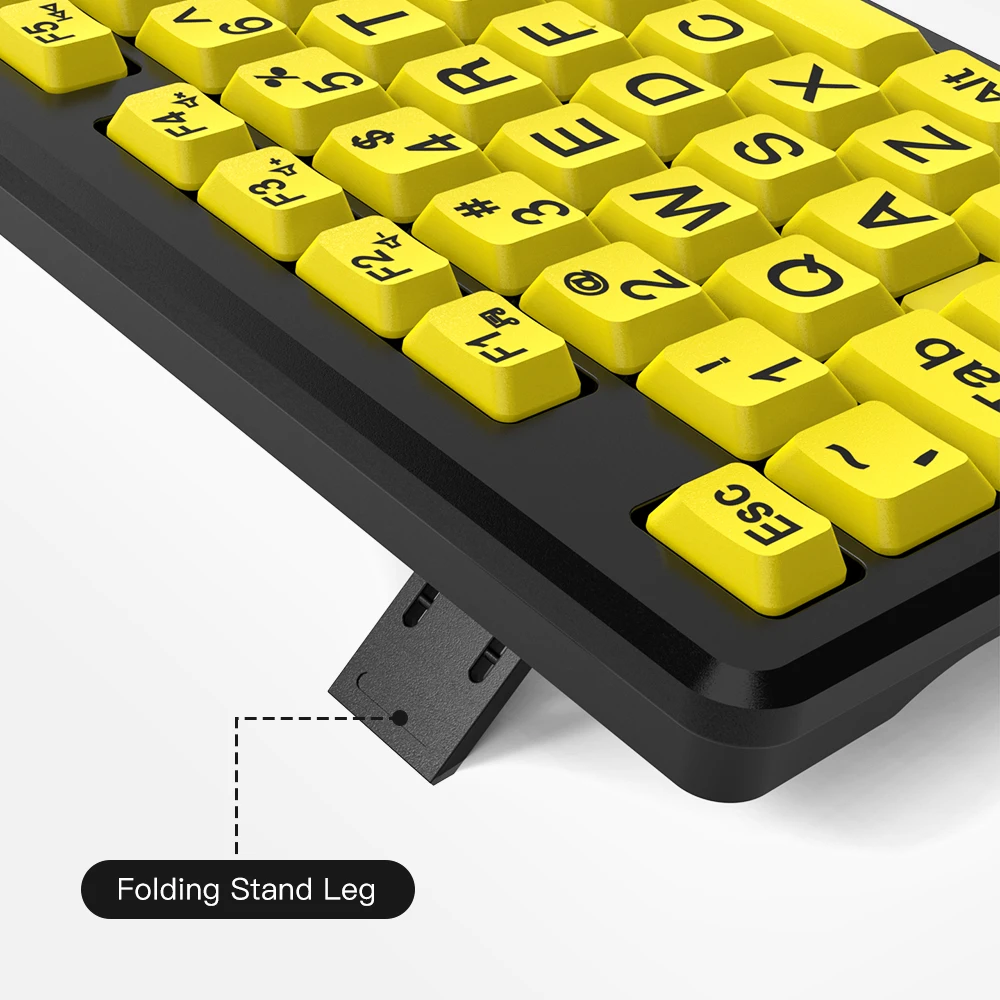 Black Large Print Yellow Buttons Keyboard USB Wired Keyboard for Seniors and Low Vision detail