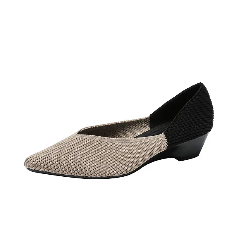 Slope heeled women's shoes fly woven casual single shoes product view