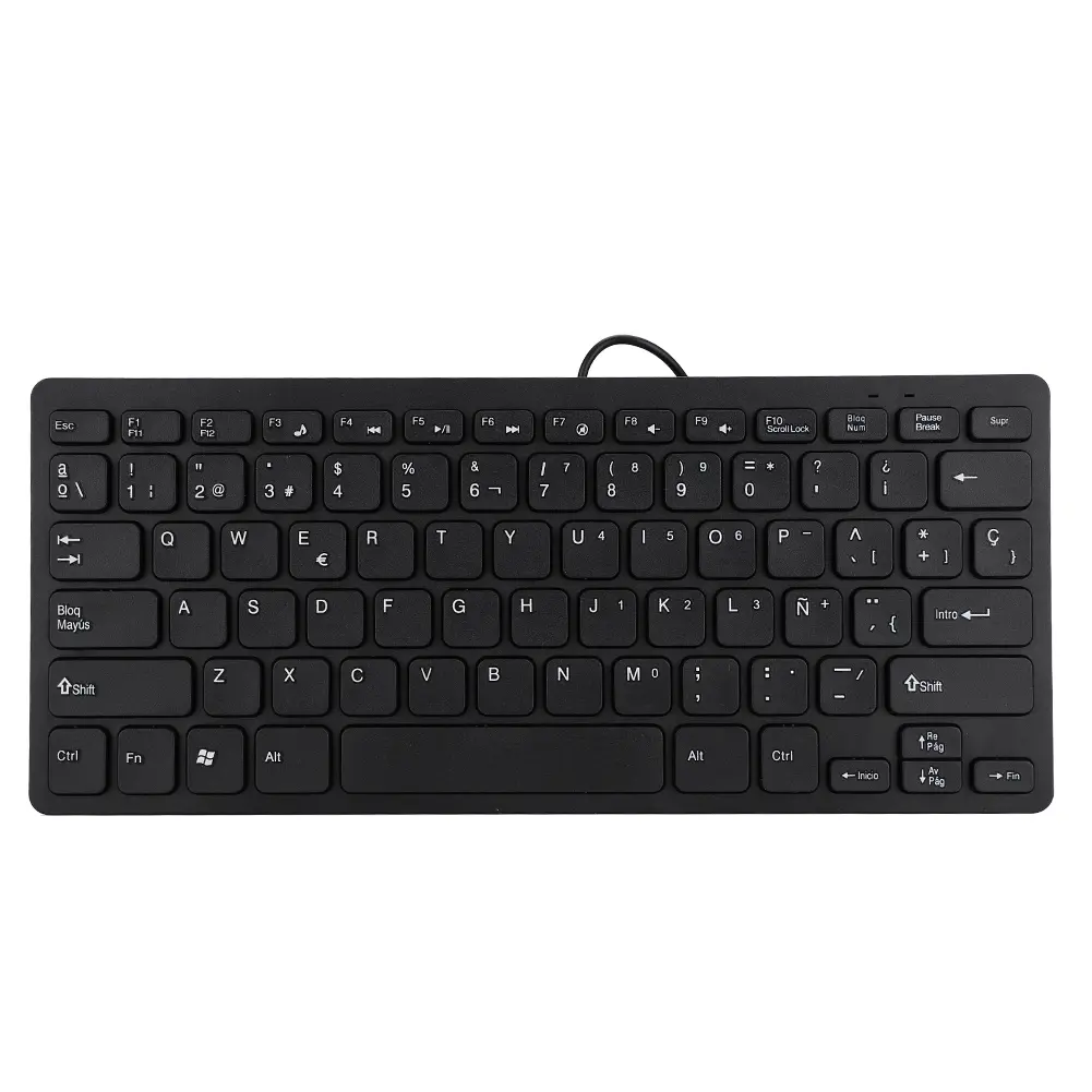 Keyboard Mini Keyboard Wired Keyboard Wired Mini Portable Spanish Keyboard USB Interface for Desktop Computer Ultra Thin 78 Keys product view