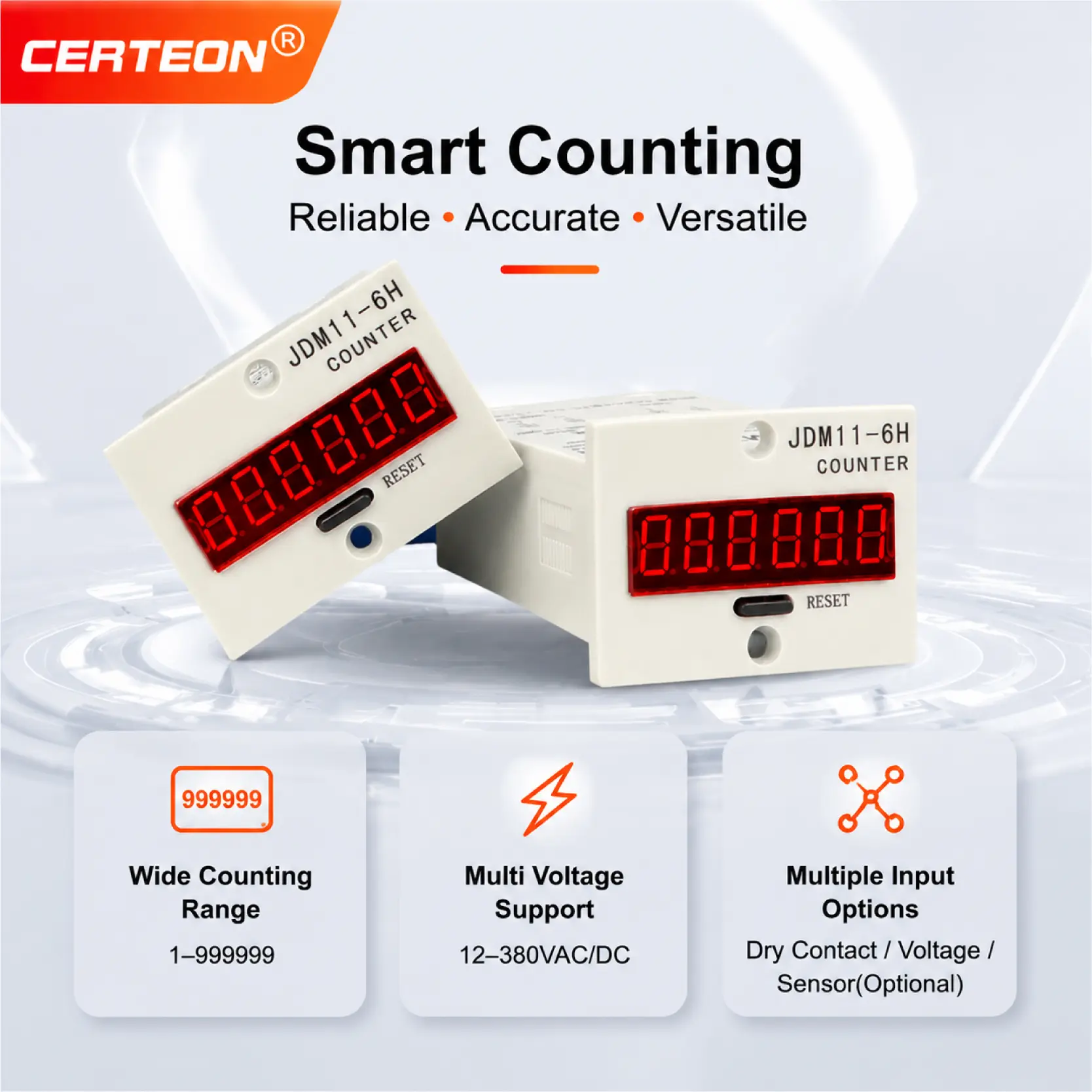 JDM11-6H 6 Digit Digital Counter Electronic Counter Totalizing Counter Resettable Power Failure Memory 12-24V 36V 110V 220V 380V product view