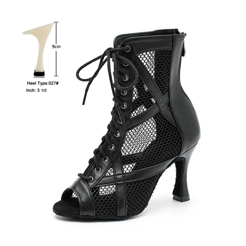 CINMIDY Leather Dance Boots Red /Black lSole Ballroom Dancing Shoes Latin Dance Shoes Woman Pole Dance Boots Ladies Party Shoes product view
