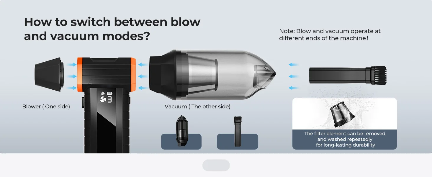 K&F CONCEPT Electric Air Duster Brushless Turbo Jet Fan Vacuum Air Blower for Camera Lens,PC,Laptop Keyboard,Car Dust Cleaner detail