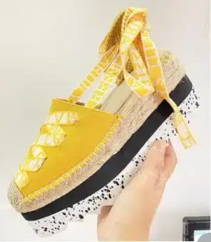 Summer Women Wedge Heel Sandals Canvas Thick Sole Ankle Strappy Sandalias Ladies Beach Vacation Fisherman Shoes Grass Sole Pumps product view