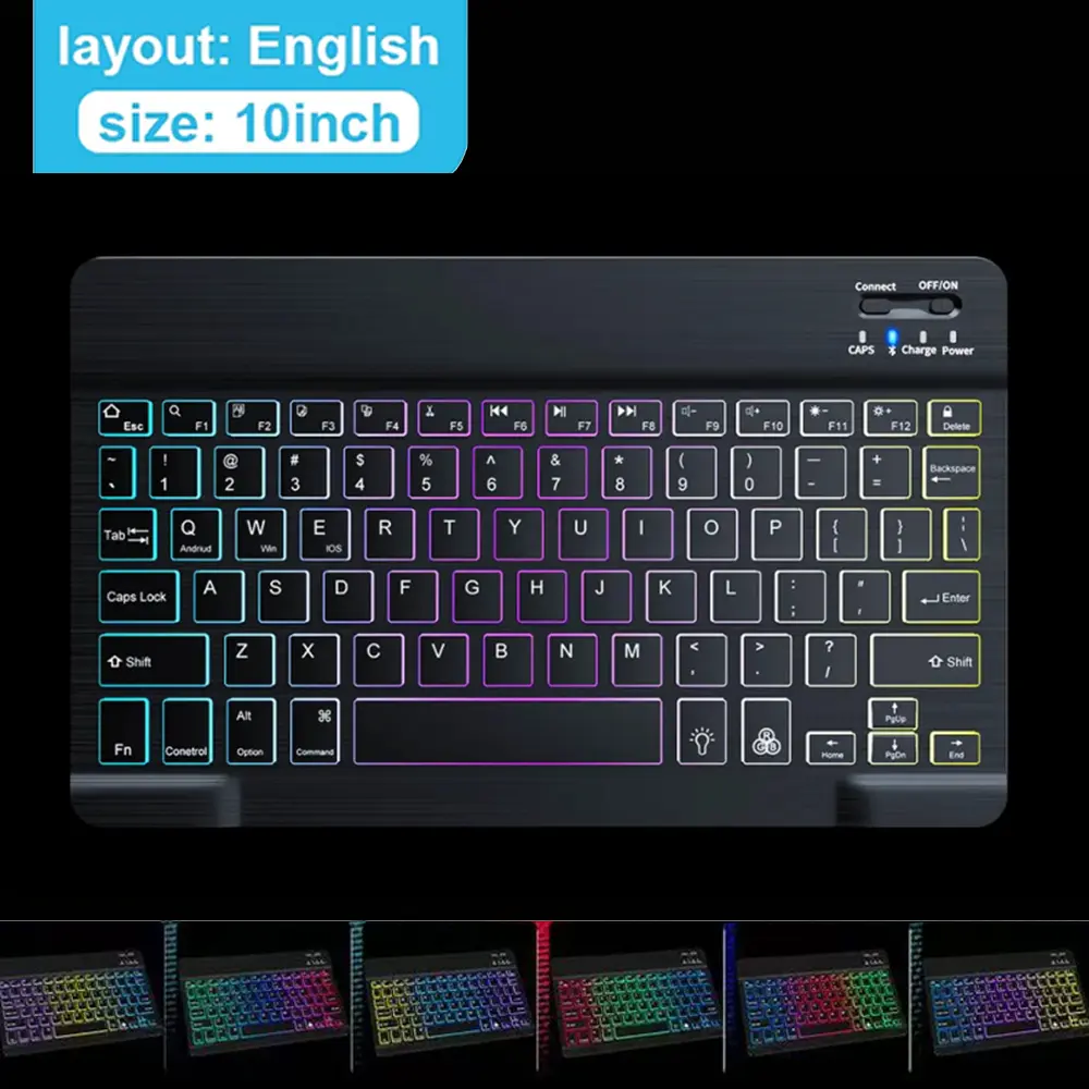 Mini Backlit RGB Bluetooth Wireless Keyboard 2.4G Mouse For Tablet Cell Phone Windows Android iOS Ultra Light Slim iPad Keyboard product view