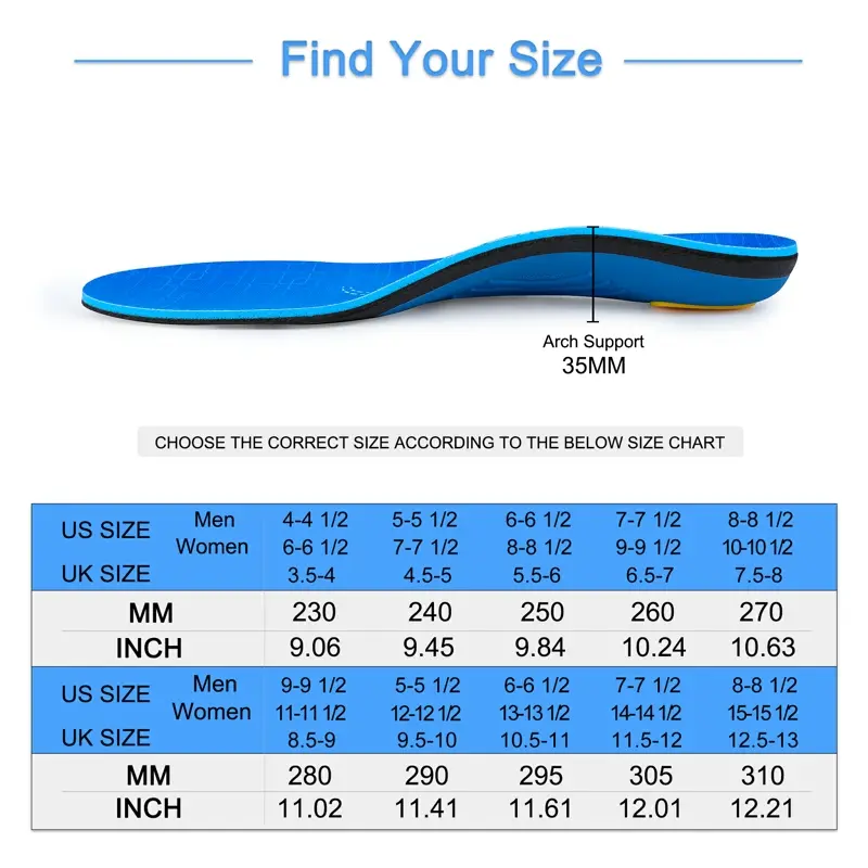 IFITNA Flat Feet Orthopedic Insoles Arch Support Template Plantar Fasciitis Orthotics Heel Pain Inserts Boots Sneaker Men Women product view