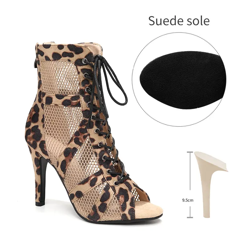 Girls Latin Dance Shoes Women Modern Dance Salsa High-Top Sandals Dance Hall Shoes Ladies Fashion Sexy High-Heeled Suede Boots product view