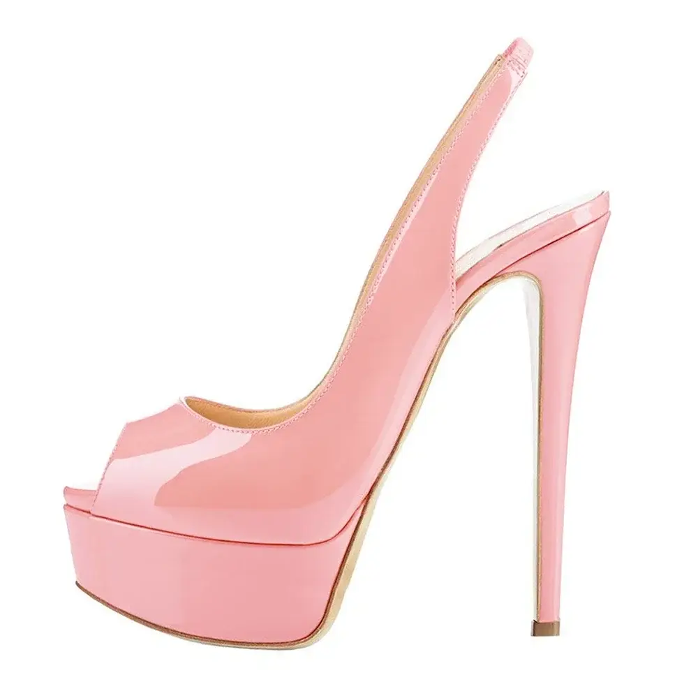 New Women's Pumps Stilettos 14CM Platform Super High Heels Sexy Open Toe Sandals Gladiator Party Dress Women Shoes Large Size 44 product view