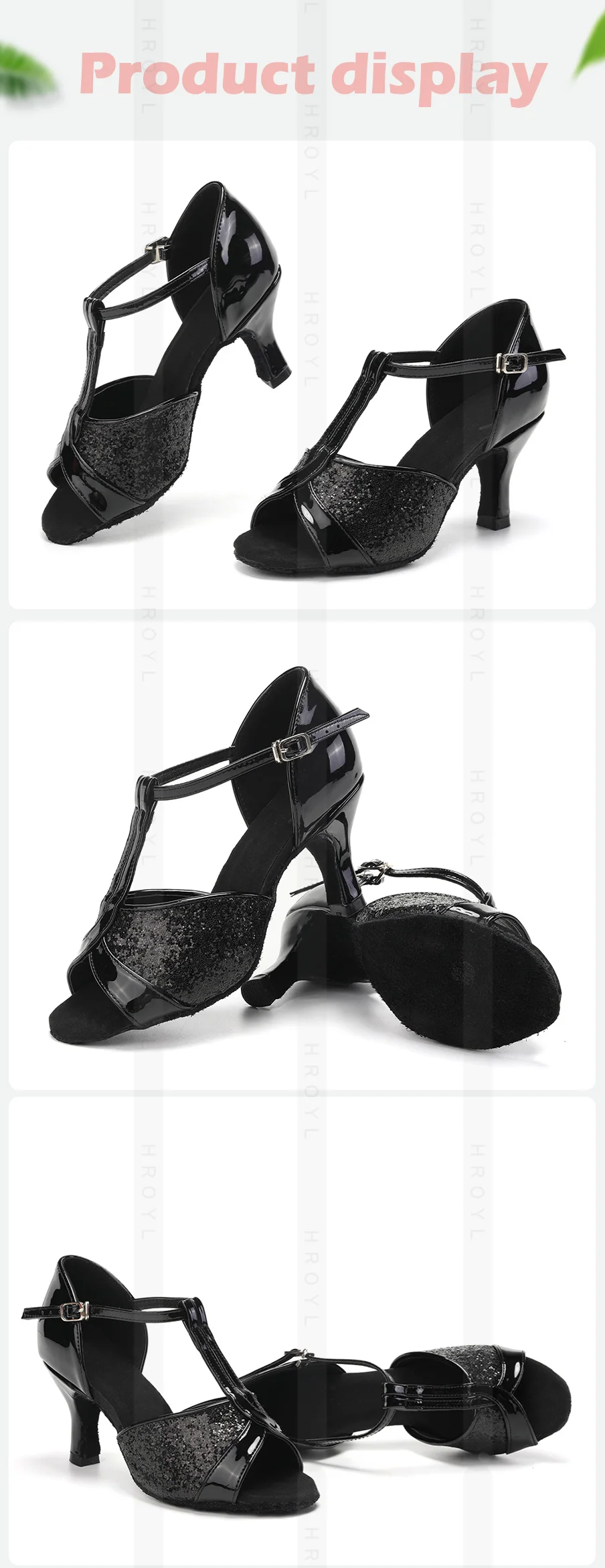 Women Latin Dance Shoes for Dancing Woman/Girls/Ladies Ballroom Modern Tango&Salsa 5.5/7.5CM Heel Dancing Shoes Training Sandal detail