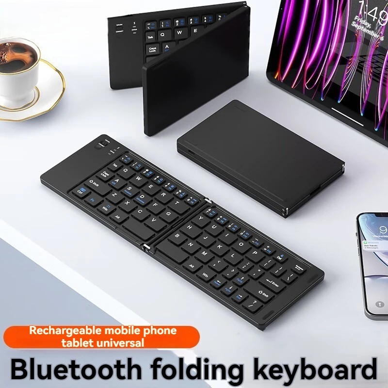 New Foldable Wireless Keyboard Slim Portable Bluetooth Keyboard Rechargeable Folding Keyboard for IOS Windows Android For Ipad product view