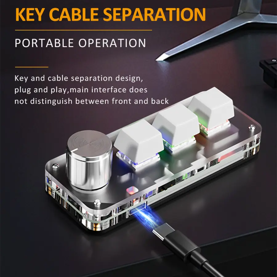 2.4G 3-key Customize Bluetooth Keyboard Macro Knob Copy Paste Shortcut Key E-sports Game Mini Mechanical Hot Plug Mini Keyboard product view