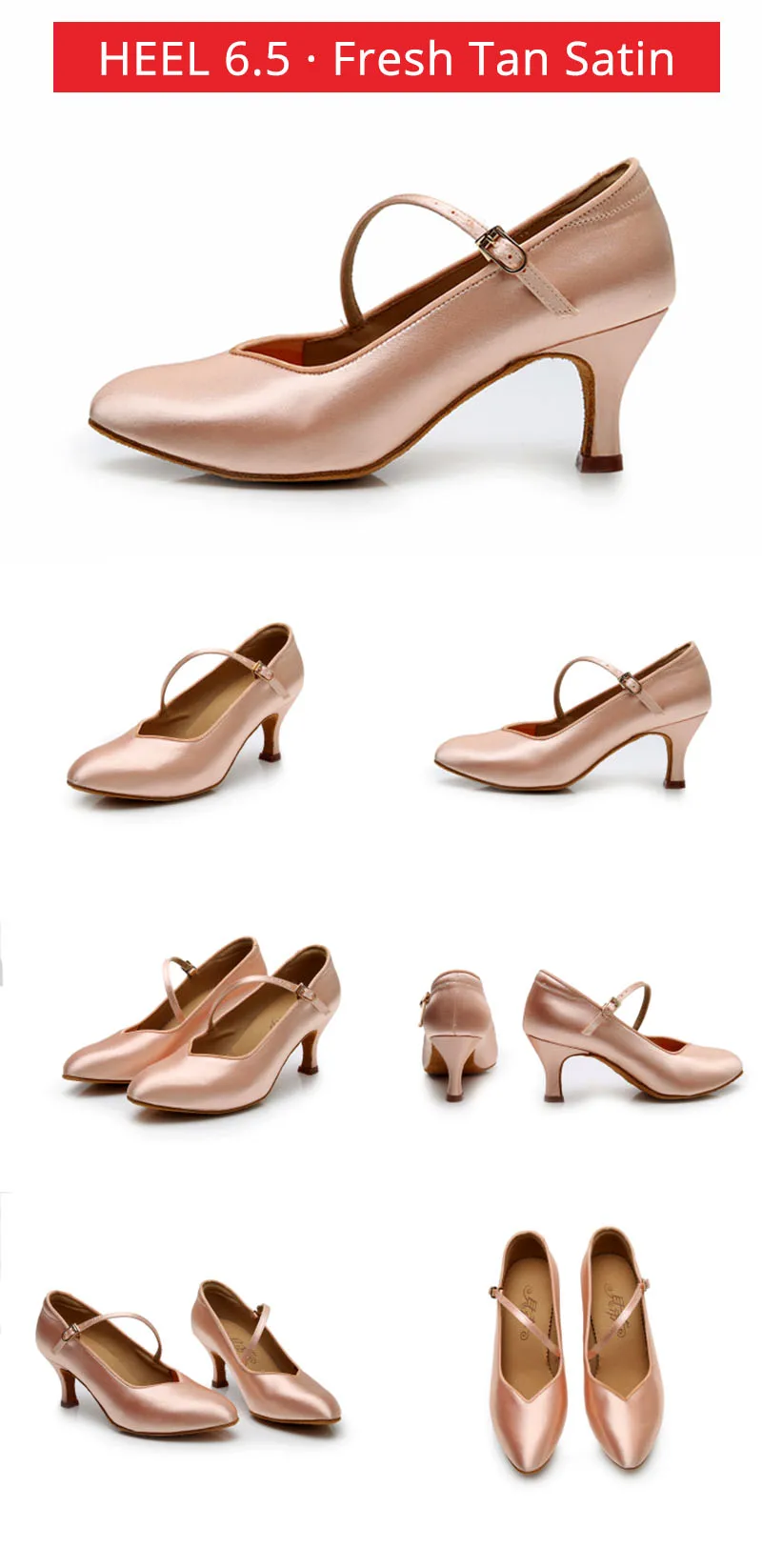 BD Dance Women Standard Shoes 138 ClASSIC Fresh Tan Satin High Heel Ladies Ballroom Dance Shoes Soft Outsole Modern Dance detail