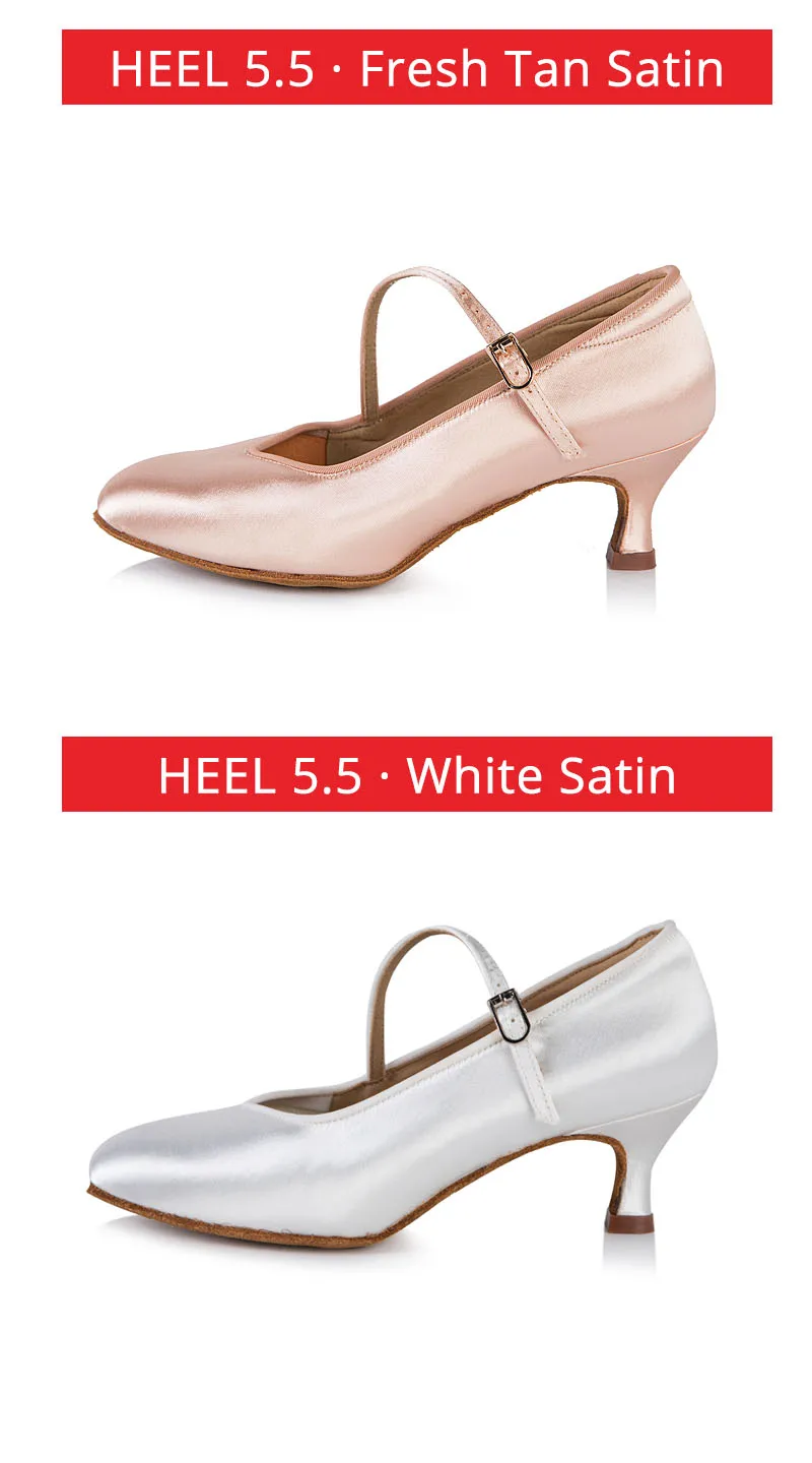 BD Dance Women Standard Shoes 138 ClASSIC Fresh Tan Satin High Heel Ladies Ballroom Dance Shoes Soft Outsole Modern Dance detail
