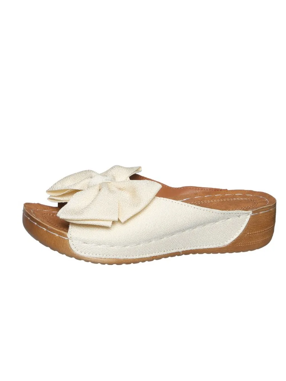 New Large Size Butterfly Knot Thick Heel Sandals Women Outdoor Wear Slope Heel Open Toe Fish Mouth Lightweight Beach Slippers detail