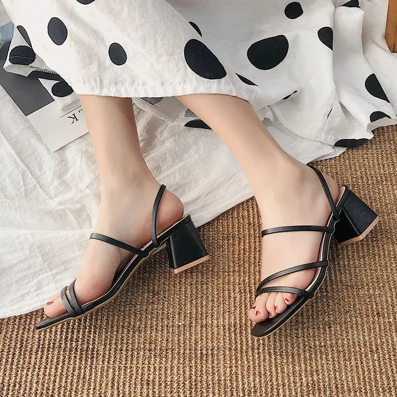 Women High Heel Sandals Summer Casual Female Shoes Woman Square Heel Open Toe Ankle Strap Ladies Sandalias Wedge Shoe 2022 New detail