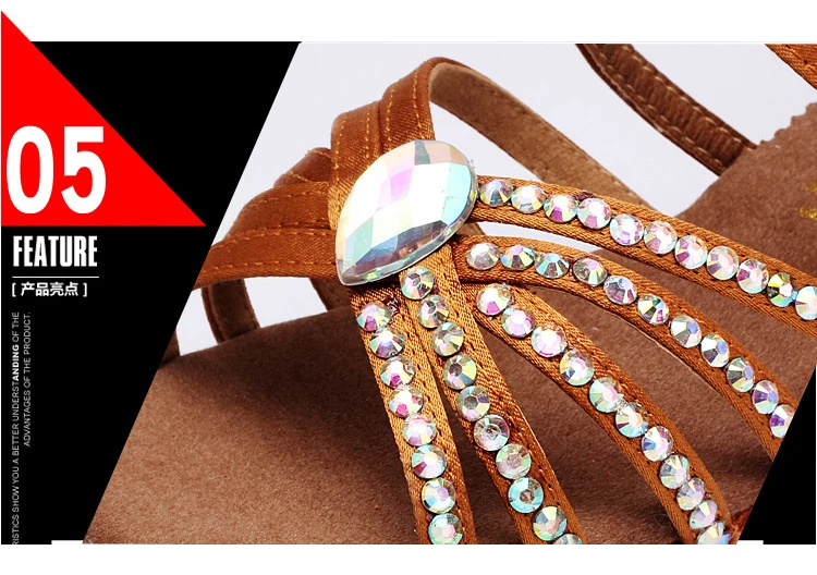 Summer Child Hot Latin Dance Shoes Women for Satin Salsa Dance Shoes Girls for Shine Rhinestone Ballroom Dance Shoes detail