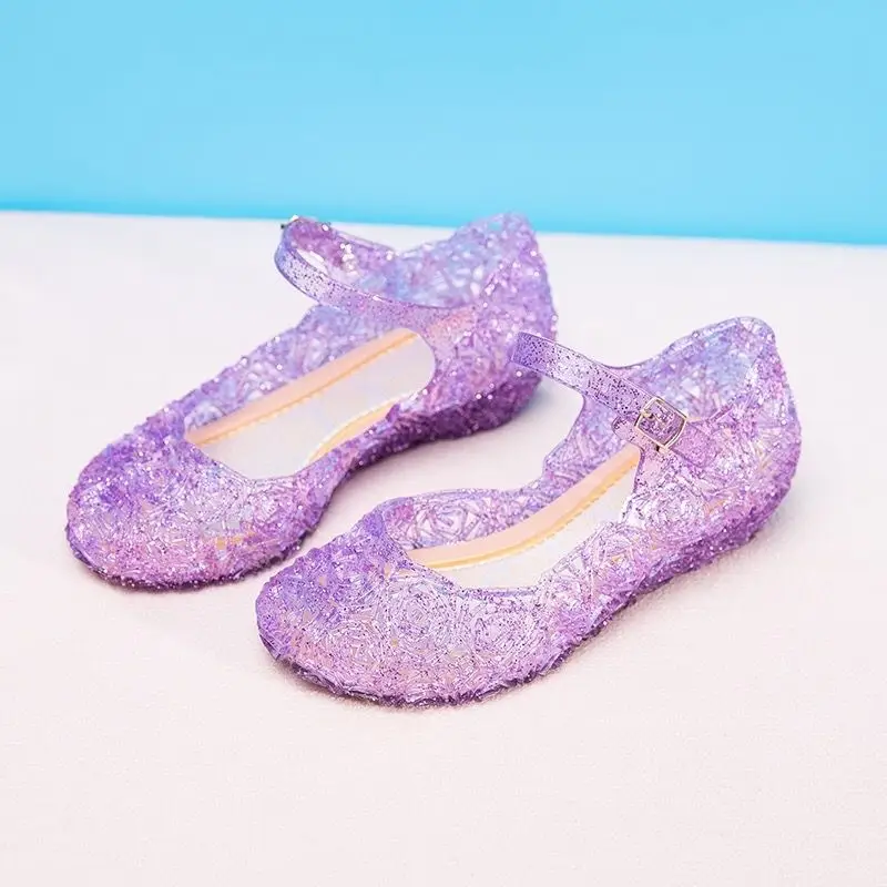Girls Low Heel Princess Shoes Children New Summer Sandals Girls PVC Jelly Shoes Cinderella Crystal Shoes Kids Slope Heel Sandals product view