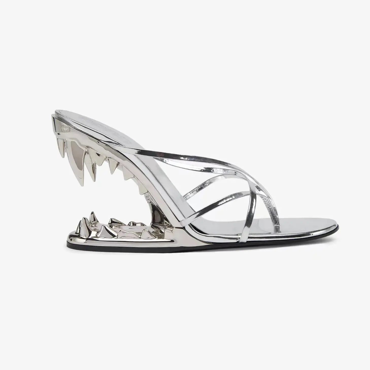 New Concise Tiger Tooth Shaped Heel Women's Summer High-heeled Slippers Fashion Shows Alien Slope Heel Party Club Sandals 35-43 product view