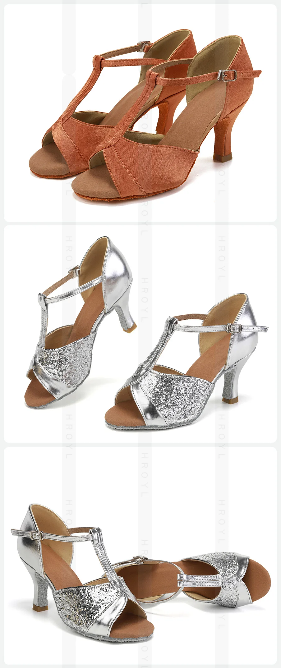 Women Latin Dance Shoes for Dancing Woman/Girls/Ladies Ballroom Modern Tango&Salsa 5.5/7.5CM Heel Dancing Shoes Training Sandal detail