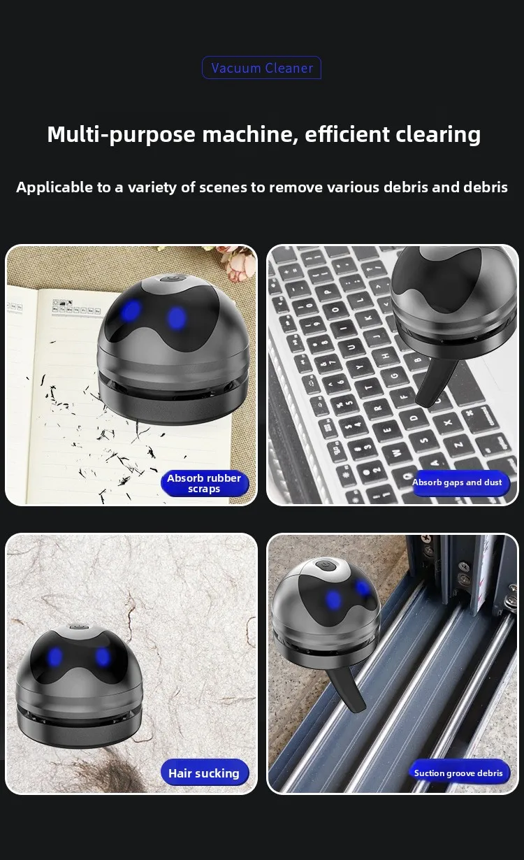 Student Desktop Vacuum Cleaner Black Knight Wireless Handheld Portable for Eraser Shreds Cleaning mini detail