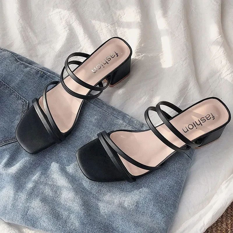 Women High Heel Sandals Summer Casual Female Shoes Woman Square Heel Open Toe Ankle Strap Ladies Sandalias Wedge Shoe 2022 New detail