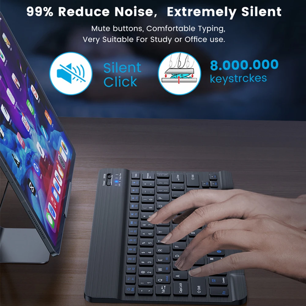 10inch Mini Wireless Rechargeable keyboard Bluetooth Mouse For ipad Air Pro Phone Tablet Portable Spanish Polish Arabic keyboard detail