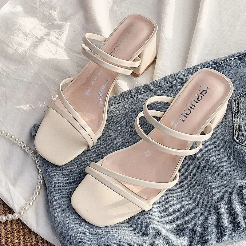 Women High Heel Sandals Summer Casual Female Shoes Woman Square Heel Open Toe Ankle Strap Ladies Sandalias Wedge Shoe 2022 New detail