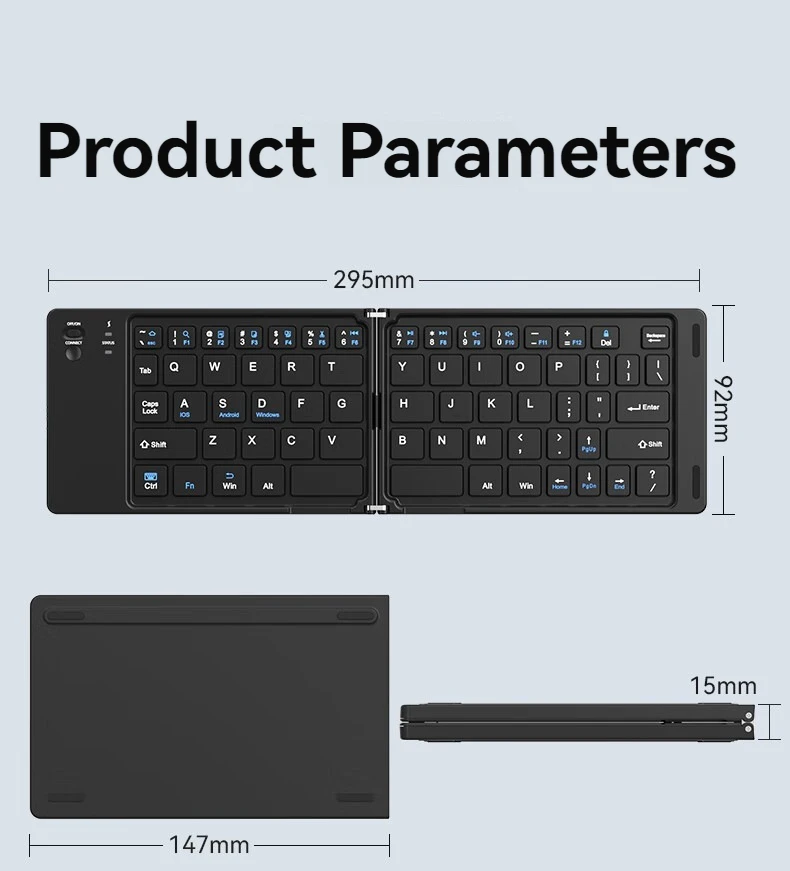 New Foldable Wireless Keyboard Slim Portable Bluetooth Keyboard Rechargeable Folding Keyboard for IOS Windows Android For Ipad detail