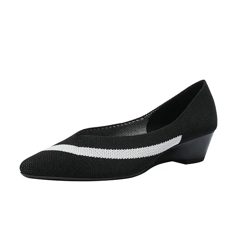 Slope heeled women's shoes fly woven casual single shoes product view