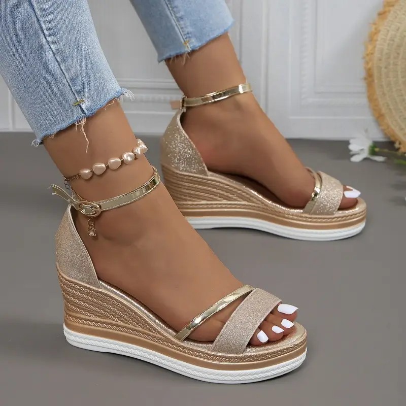2024 New Summer Women Wedges Sandals Fashion Solid Color Shoes for Women High Heels Platform Designer Sandals Zapatos De Mujer product view