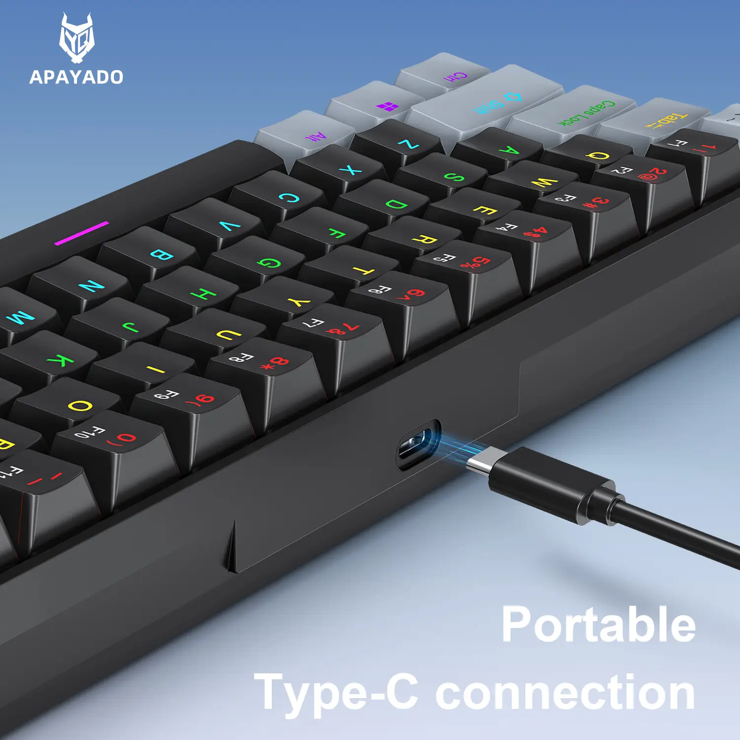 61 Key Wired Mechanical Keyboard Compact 60% Design APAYADO K61 RGB Backlight Anti Ghosting Type-C Port for Desktop Laptop product view