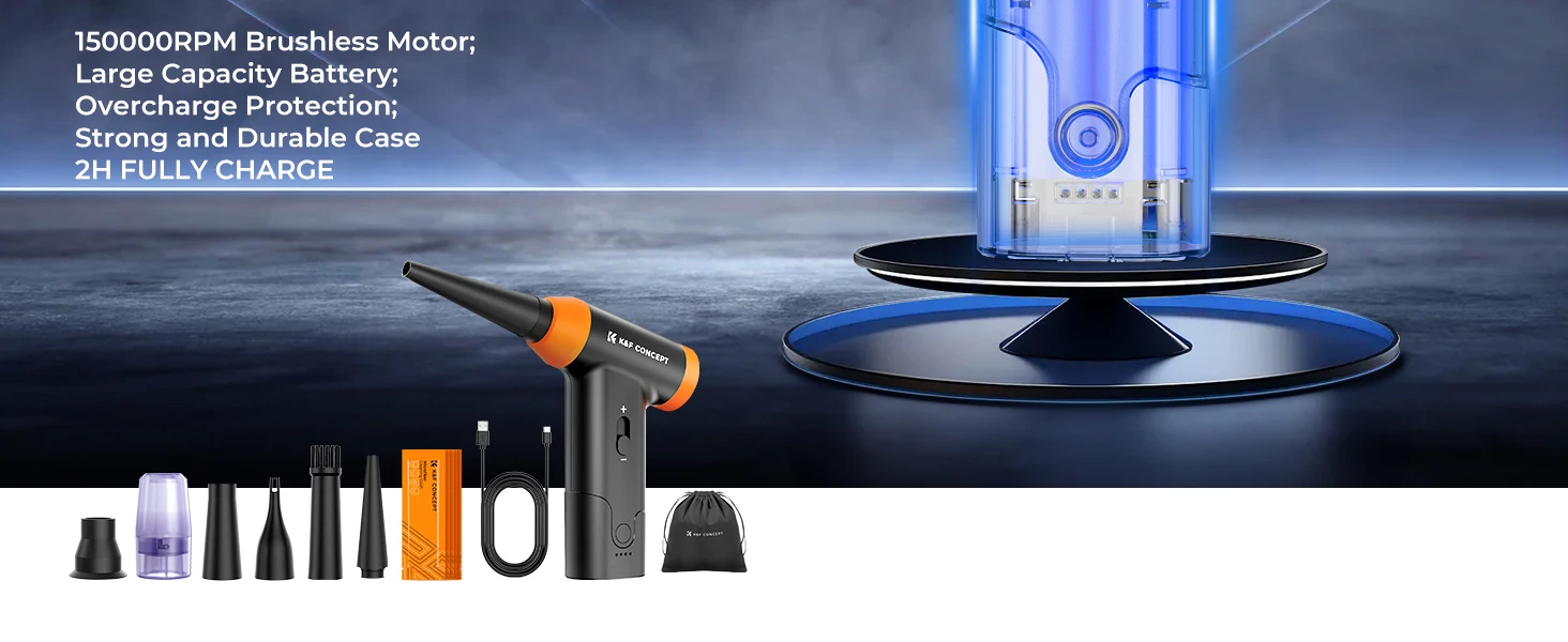 K&F CONCEPT Electric Air Duster Brushless Turbo Jet Fan Vacuum Air Blower for Camera Lens,PC,Laptop Keyboard,Car Dust Cleaner detail