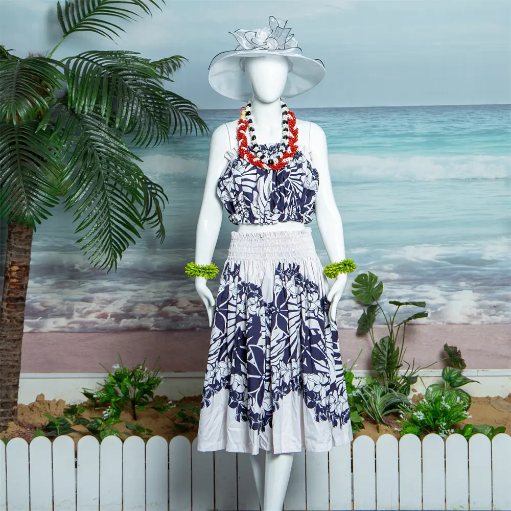 Hula Dance Girl Hawaiian Party Premium Pa'u Hula Skirt Customize Print Hula Dance Performance Short Skrits With Adjustable Waist