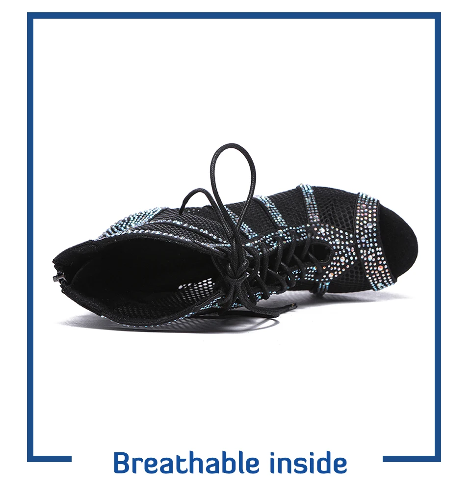 SWDZM Shiny Women Dance Boots Latin Jazz Dance Shoes Full Rhinestone Dancing Boots Customizable Heels Women Ladies Dancing Shoes detail