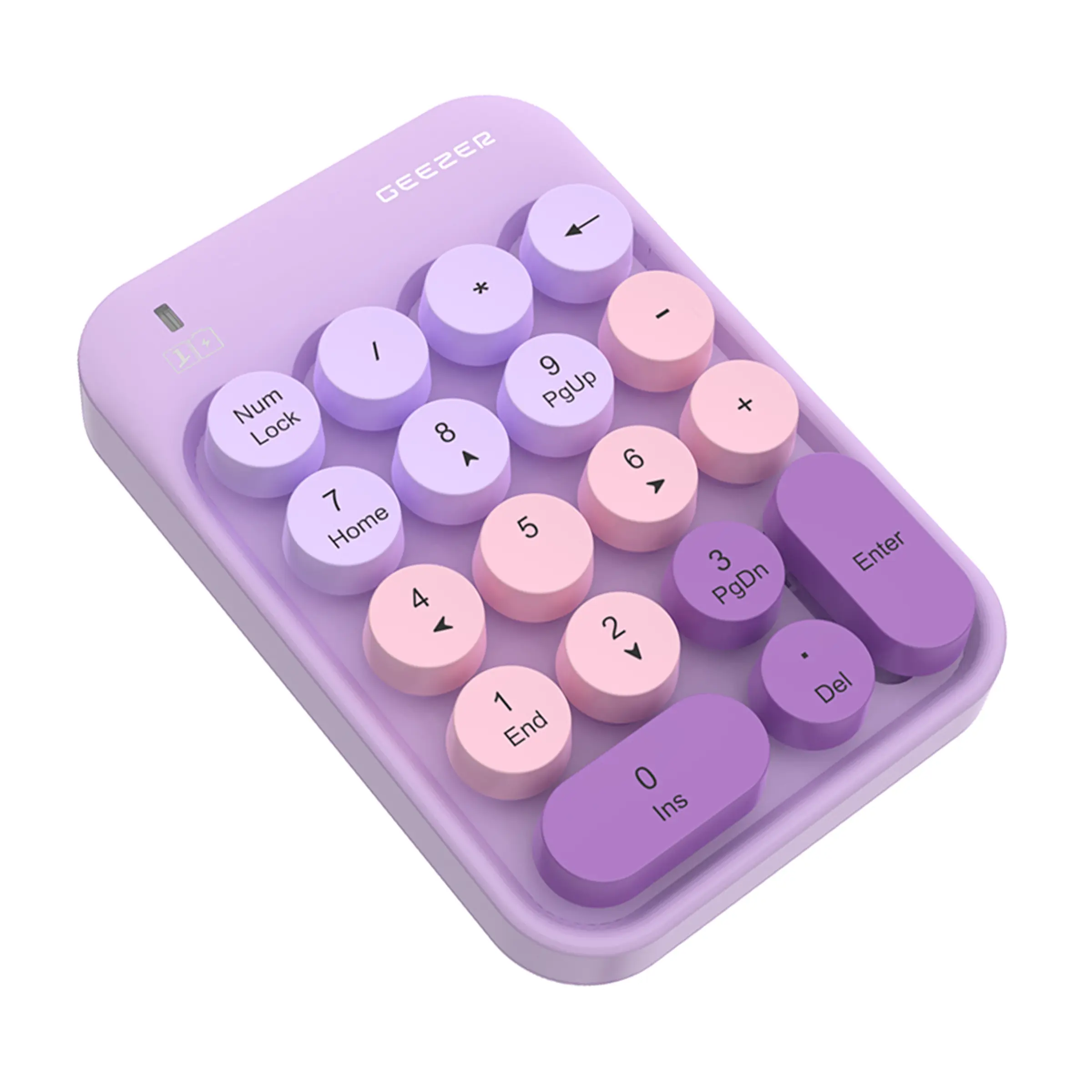 GEEZER Z5 Wireless Numeric Keypad, Macaron Retro Round Detachable Keycaps Portable Office Number Pad product view