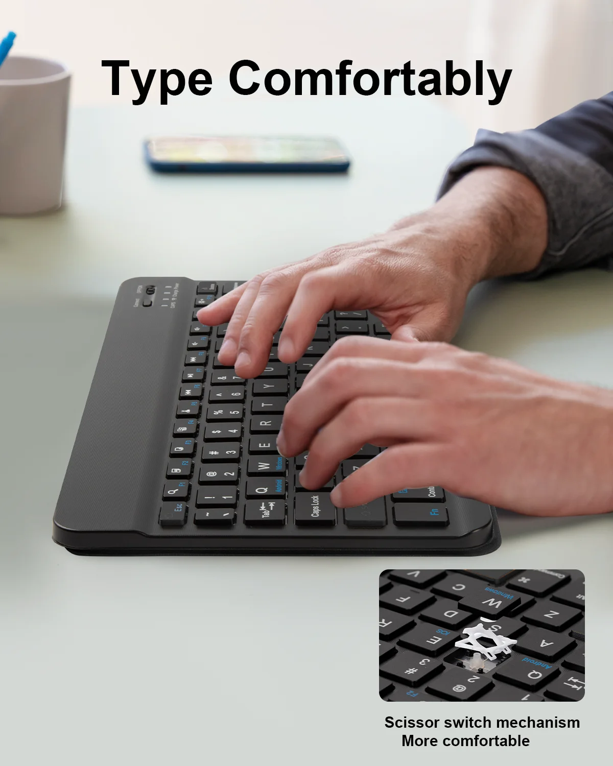 Mini Wireless Bluetooth Keyboard with Touchpad Mouse For Laptop Tablet Phone Ipad Rechargeable Gaming Windows Android IOS product view