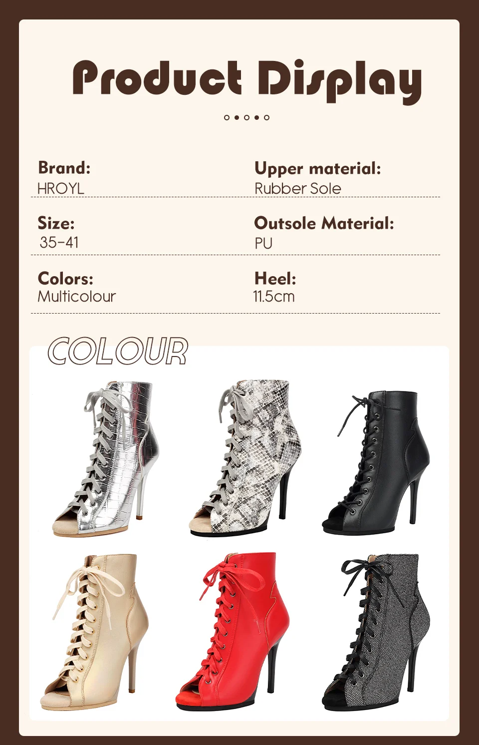 Black Sexy PU Platform Jazz Latin Custom Dance Shoes Lace-up High Heels Dance Shoes Soft-soled Short Boots Dance Boots for Women detail