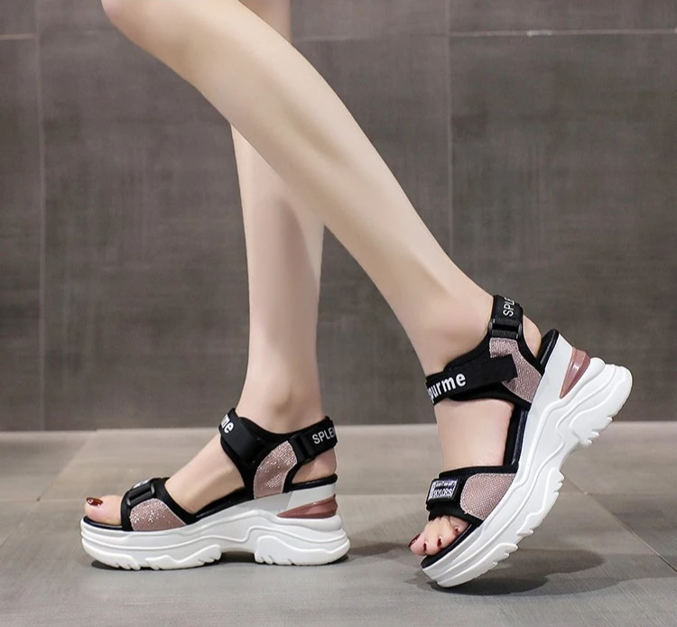 New Summer Ladies Sandals Platform Wedge Heels Shoes Casual Beach Heightening Slope with Women's Sports High Heels Sandals Girl detail