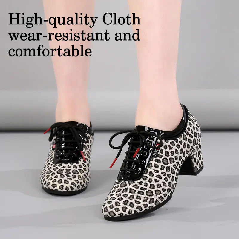 DKZSYIM Women Latin Dance Shoes Modern Tango Jazz Shoes Outdoor Leopard print Dance Shoes Woman Dance Sneaker SIZE34-41 product view