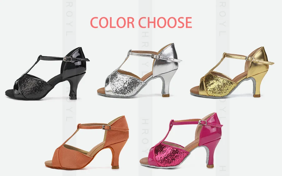 Women Latin Dance Shoes for Dancing Woman/Girls/Ladies Ballroom Modern Tango&Salsa 5.5/7.5CM Heel Dancing Shoes Training Sandal detail