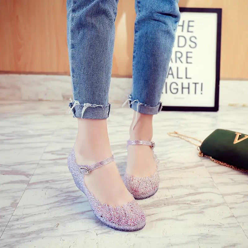 Slope heel sandals 2025 summer hollow out women's shoes hole shoes thick soled jelly shoes women's sandals product view