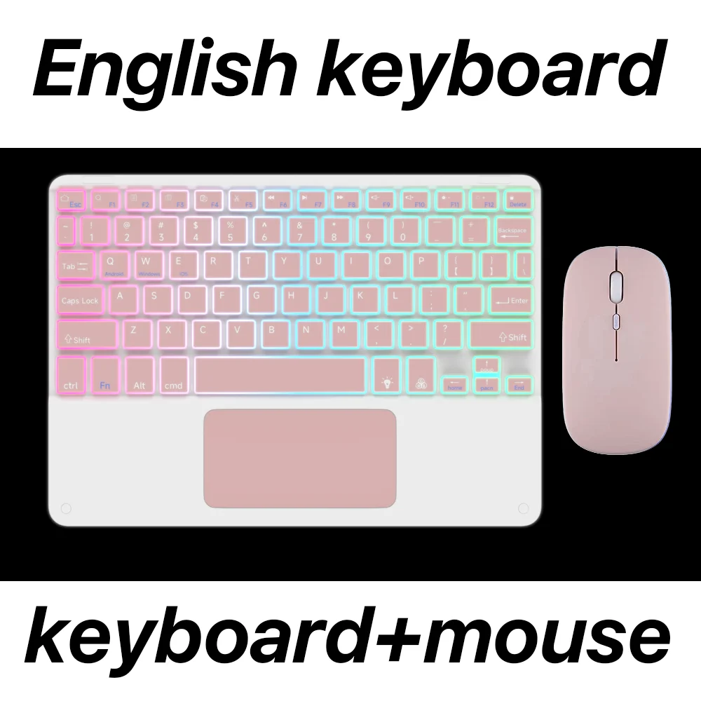 Rechargeable Wireless Backlit Keyboard And Mouse For iOS Android Windows System Backlight And Bluetooth For Smart Phone Pad product view