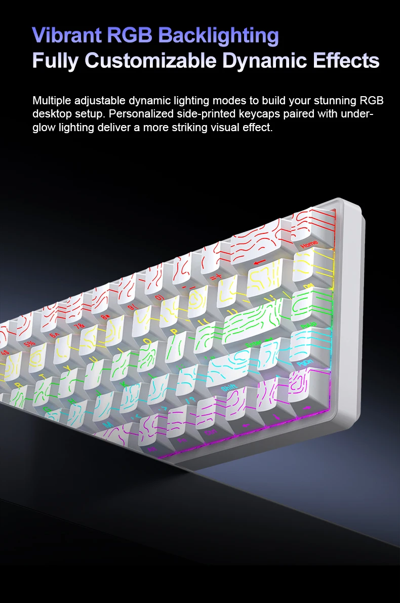 APAYADO A68 Wired Mechanical Keyboard Compact Layout Hot Swappable Blue/Red Switches RGB Backlight Full Key Rollover Type-C detail